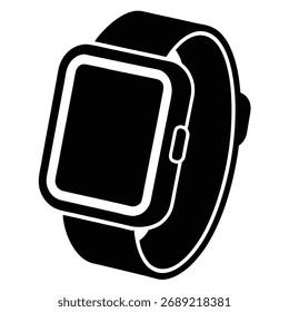 Black and white vector illustration of a modern smart watch