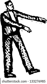 Black and white vector illustration of a monster