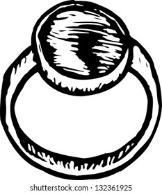 Black and white vector illustration of mood ring