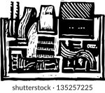 Black and white vector illustration of Mother Board