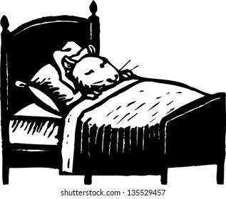 Black and white vector illustration of A Mouse Sleeping