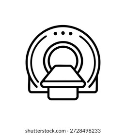 Ilustración vectorial en blanco y negro del ícono de imágenes de diagnóstico médico del escáner de resonancia magnética
