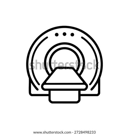 Black and white vector illustration of MRI scanner medical diagnostic imaging icon
