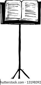 Black And White Vector Illustration Of A Music Stand