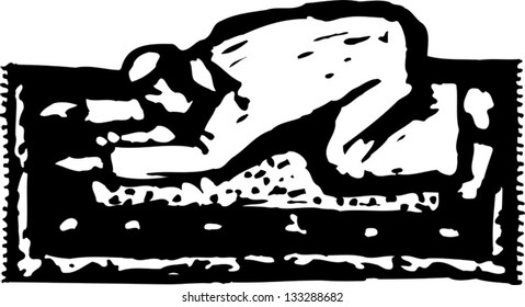 Black and white vector illustration of Muslim man praying