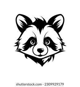 Black and white vector illustration of a muzzle of a raccoon