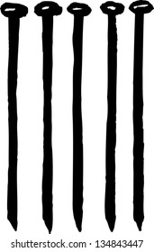 Black and white vector illustration of nails