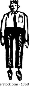 Black and white vector illustration of IT nerd