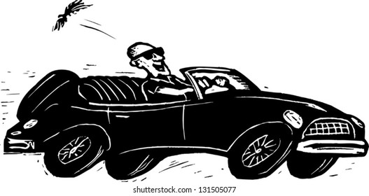Black and white vector illustration of a newborn outdoors