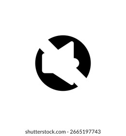 Ilustración vectorial en blanco y negro de un signo de ausencia de sonido