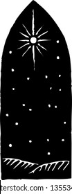Black and white vector illustration of The North Star