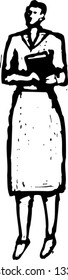 Black and white vector illustration of a nurse