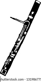 Black and white vector illustration of oboe
