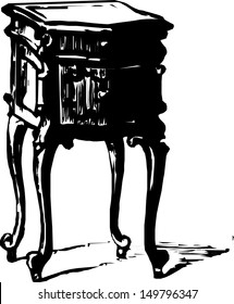 Black and white vector illustration old dresser bureau