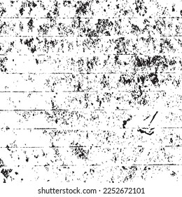 Black and white vector illustration old grunge effect texture wooden damaged wall