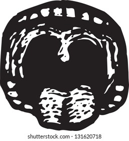 Black and white vector illustration of open mouth