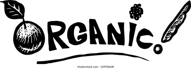 Black and white vector illustration of organic type design