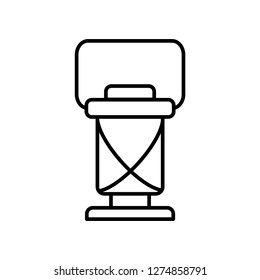 Black & white vector illustration of outdoor vintage lantern. Line icon of retro light fixture. Isolated object on white background

