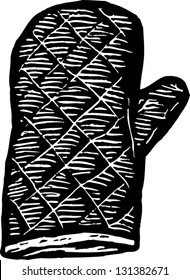 Black and white vector illustration of oven mitt