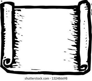 Black and white vector illustration of papyrus scroll