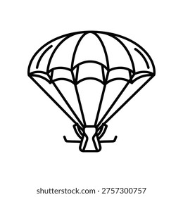 a black and white vector illustration of a parachute, perfect for adventure and travel concepts, representing freedom and thrill-seeking activities
