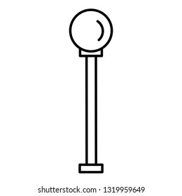 Black & white vector illustration of path walkway garden lamp. Line icon of outdoor street light. Isolated object on white background