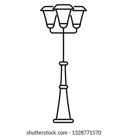 Black & white vector illustration of path walkway garden lamp. Line icon of outdoor street light. Isolated object on white background
