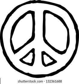 Black and white vector illustration of peace sign