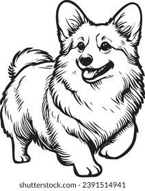 Schwarz-Weiß-Vektorgrafik eines Pembroke Walisische Corgi