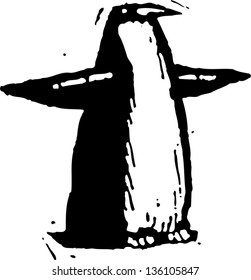 Black and white vector illustration of a penguin