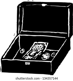 Black And White Vector Illustration Of Petty Cash Box