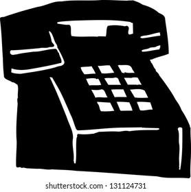 Black and white vector illustration of a phone
