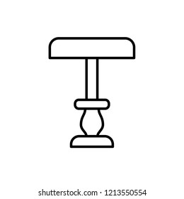 Black and white vector illustration of piano table lamp. Line icon of vintage desk light fixture. Home and office illumination. Isolated object on white background