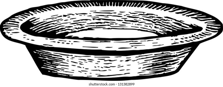 Black and white vector illustration of pie plate or pan