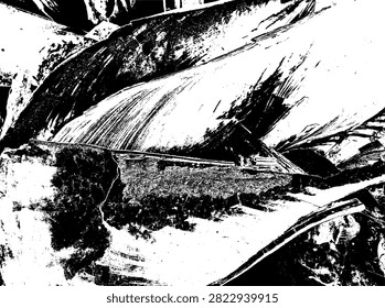 Black and white vector illustration of a pile of seashells texture in high contrast linocut style background EPS.