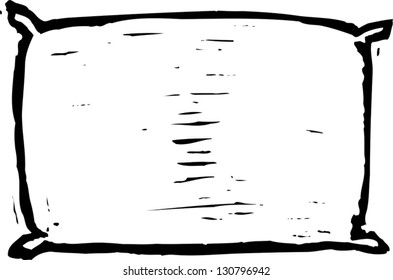Black and white vector illustration of a pillow