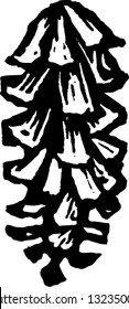 Black and white vector illustration of a pine cone
