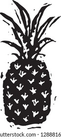 Black and white vector illustration of pineapple