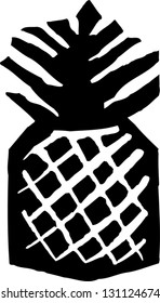 Black and white vector illustration of a pineapple