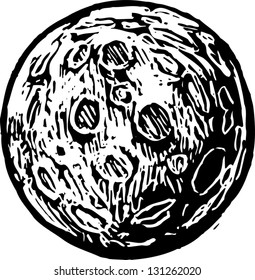 Black and white vector illustration of a planet