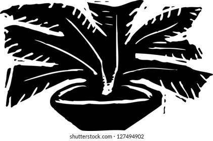 Black and white vector illustration of plant