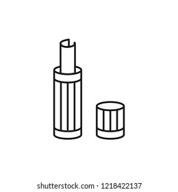 Black & white vector illustration of plastic storage tube. Art carrying case holder. Line icon of instrument for architect, drafter, artist. Technical & mechanical drawing tool. Isolated object 