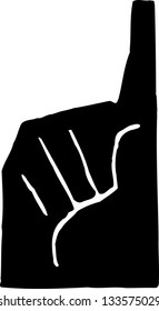 Black and white vector illustration of pointing hand