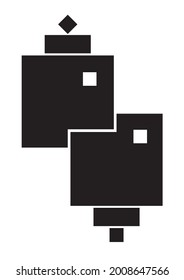 Black and white vector illustration poster. Representation of the kiss between a man and a woman. Contemporary conceptual minimalist art.