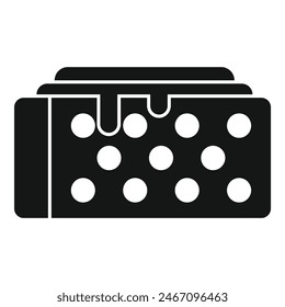 Black and white vector illustration of a pouch for storing game dice