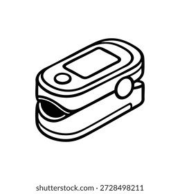 Ilustración vectorial en blanco y negro del dispositivo de Clip médico del oxímetro de pulso