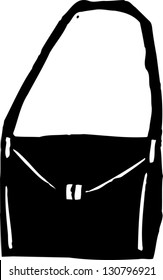 Black and white vector illustration of a purse