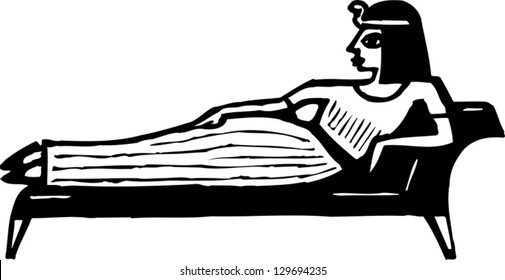 Black and white vector illustration of Queen Cleopatra