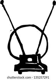 Black and white vector illustration of Rabbit Ears Antenna