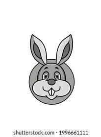 ilustración vectorial en blanco y negro de la cabeza de conejo en un sencillo estilo plano.
